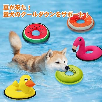 Amazon | Pawplusee 犬用おもちゃ 浮遊 きしむ音付き 水泳リング